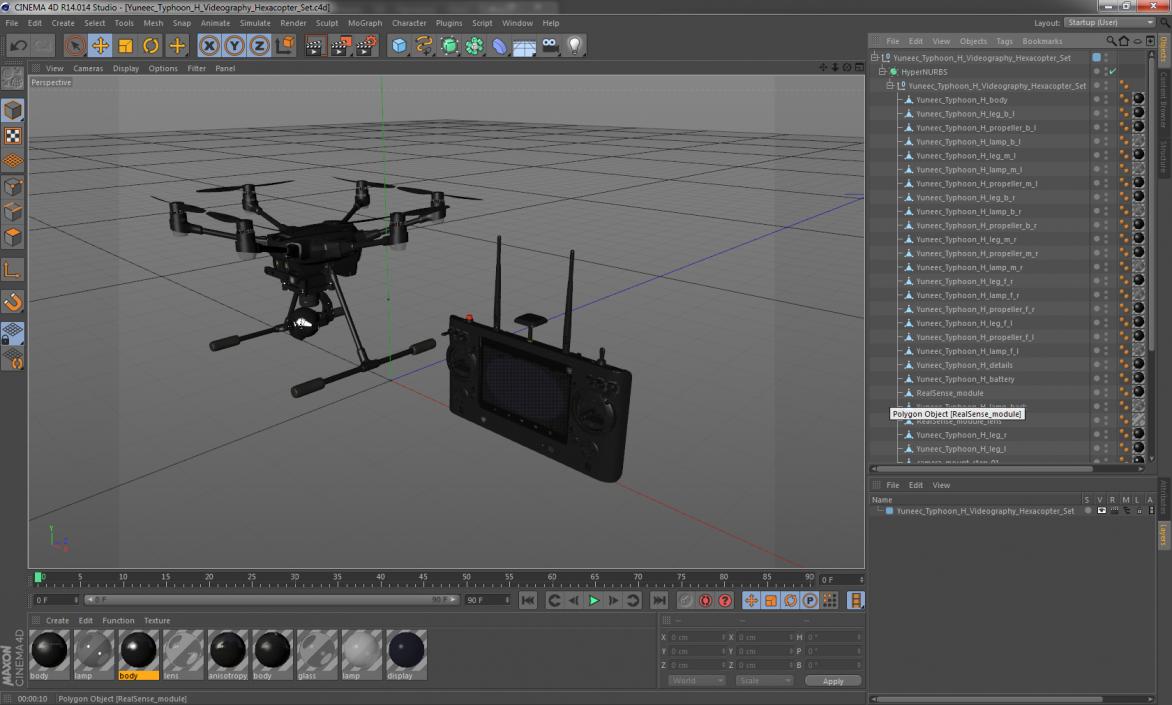 3D Yuneec Typhoon H Videography Hexacopter Set model