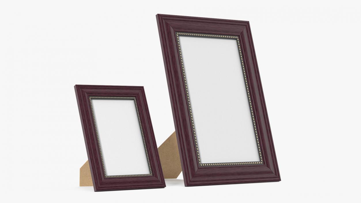 3D model Red Wood Rectangle Photo Frames Set