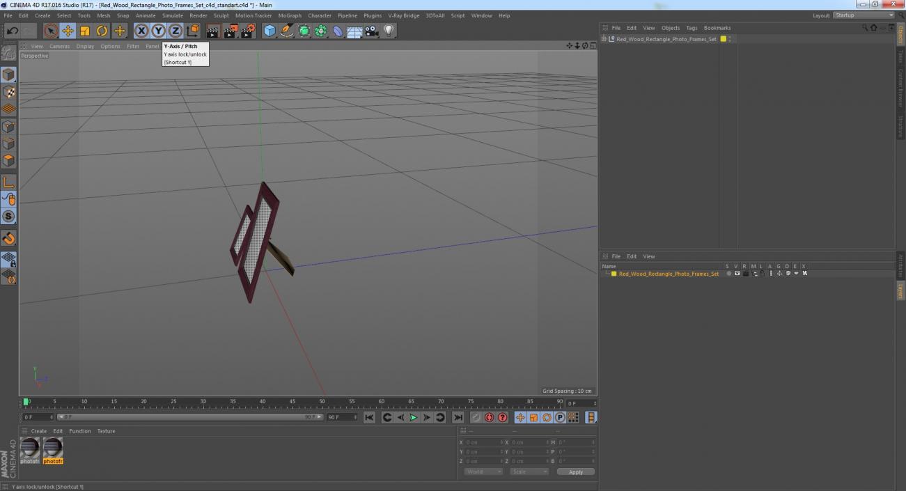 3D model Red Wood Rectangle Photo Frames Set