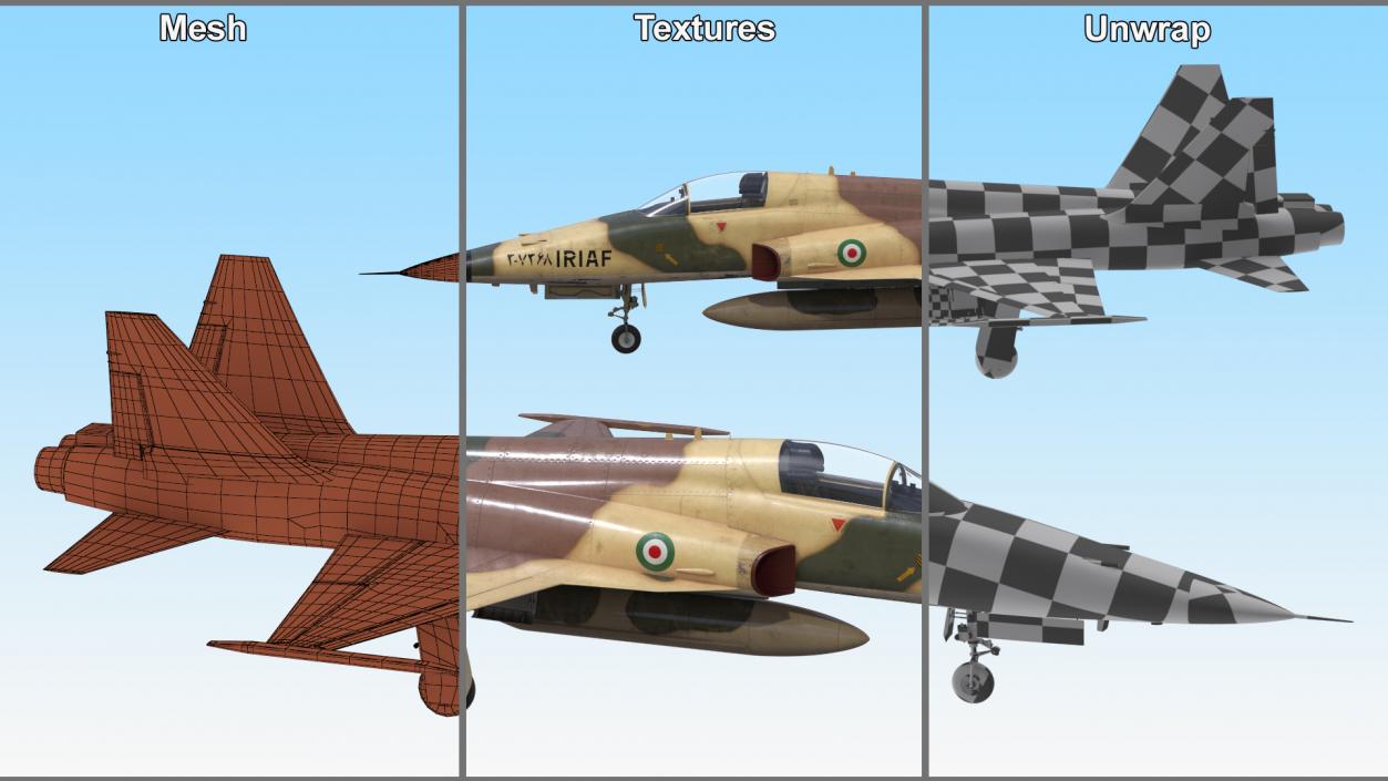 Iranian HESA Saeqeh Fighter Aircraft Simplified 3D