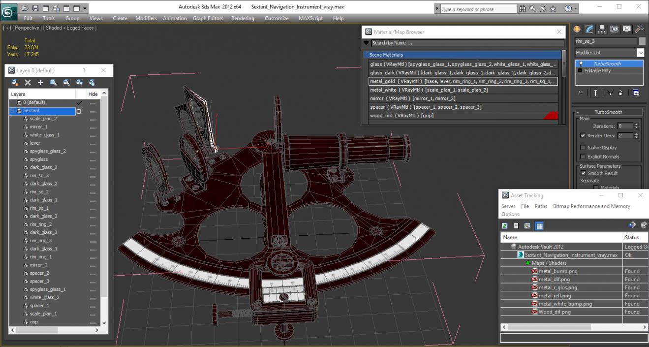 Sextant Navigation Instrument 3D model