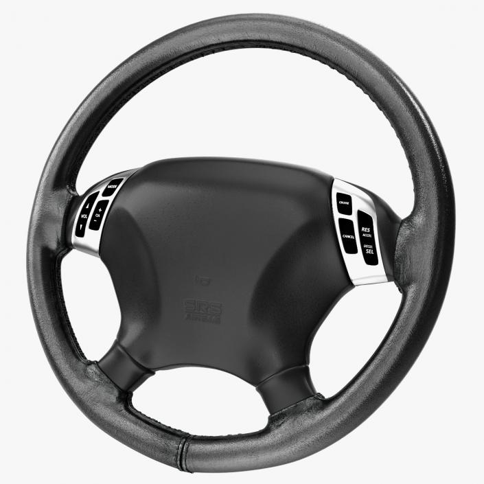 3D Black Leather Steering Wheel model