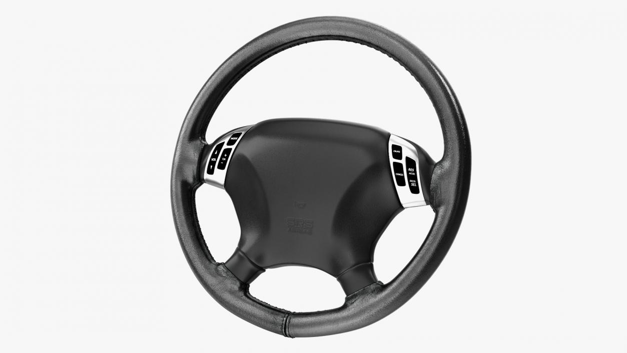 3D Black Leather Steering Wheel model