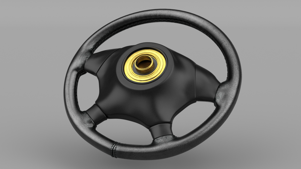 3D Black Leather Steering Wheel model