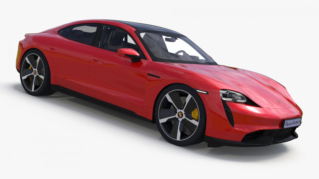 3D Porsche Taycan Turbo Sedan Simplified Kaemin Red model