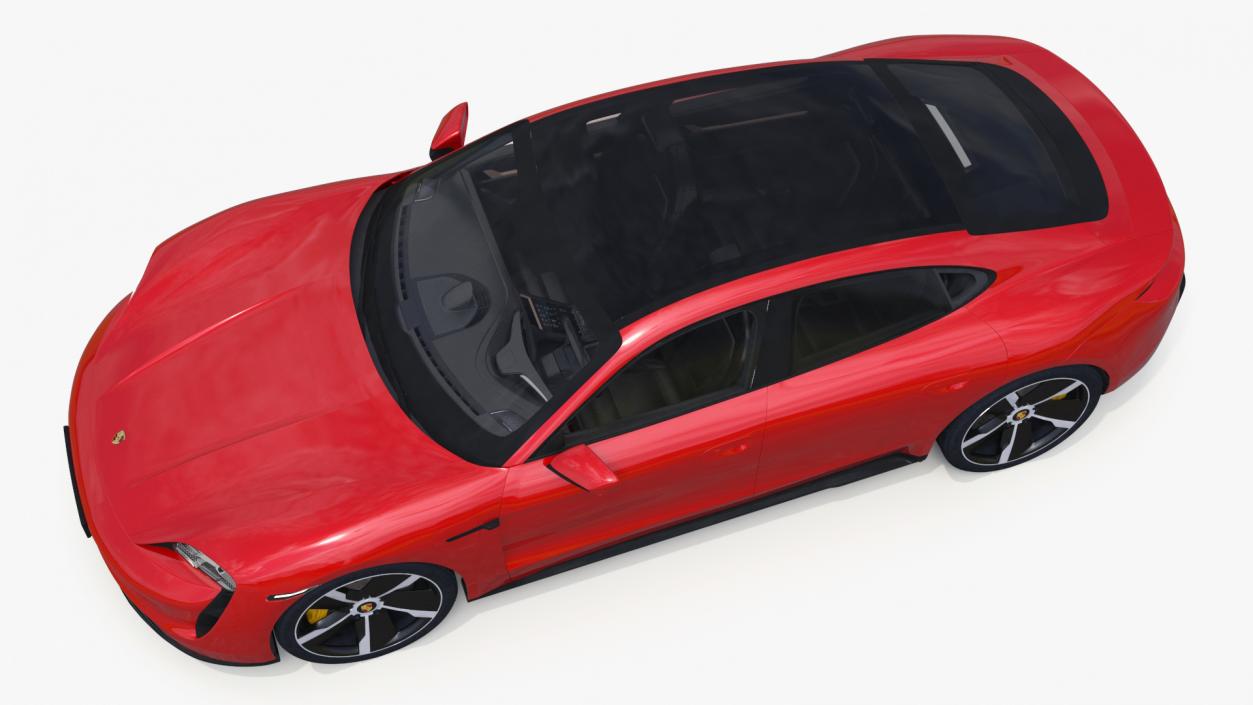 3D Porsche Taycan Turbo Sedan Simplified Kaemin Red model