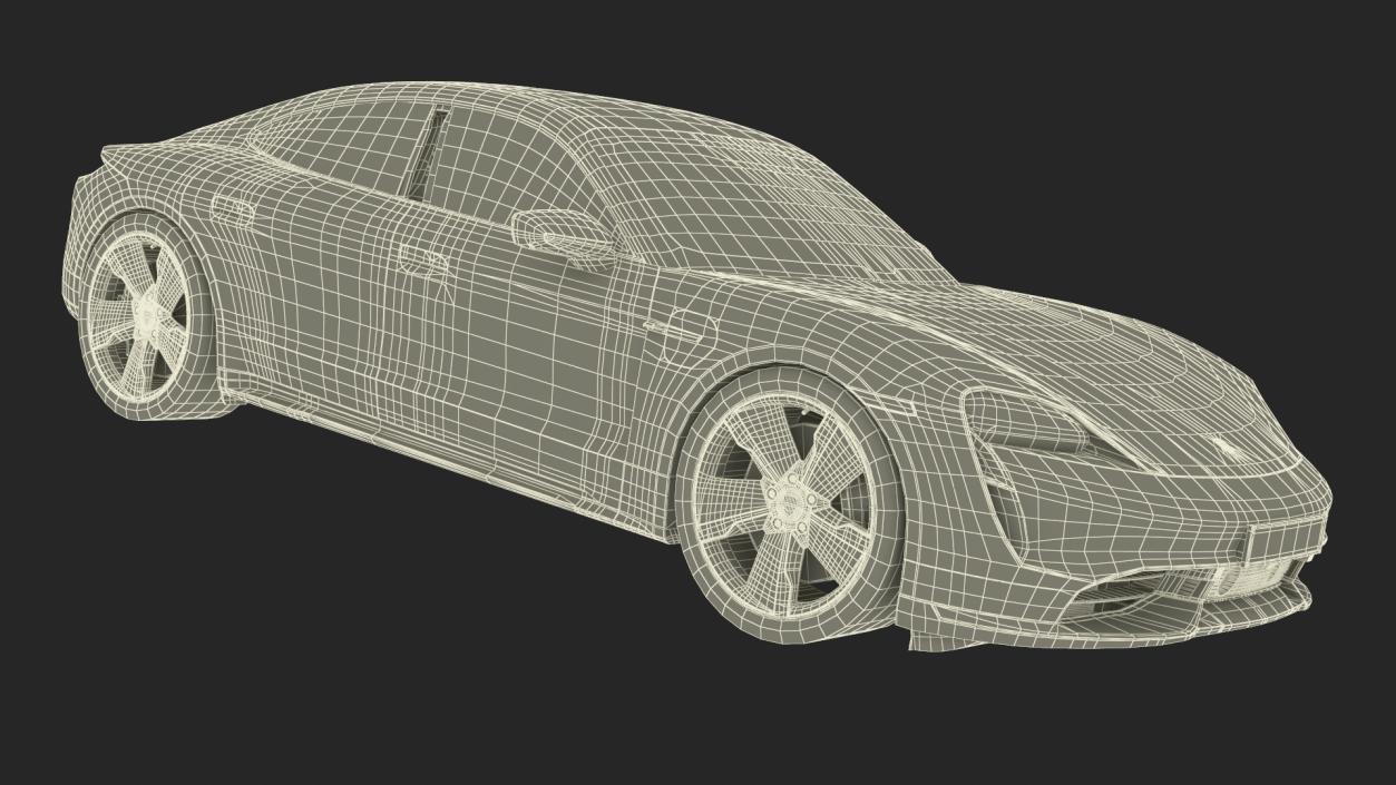 3D Porsche Taycan Turbo Sedan Simplified Kaemin Red model