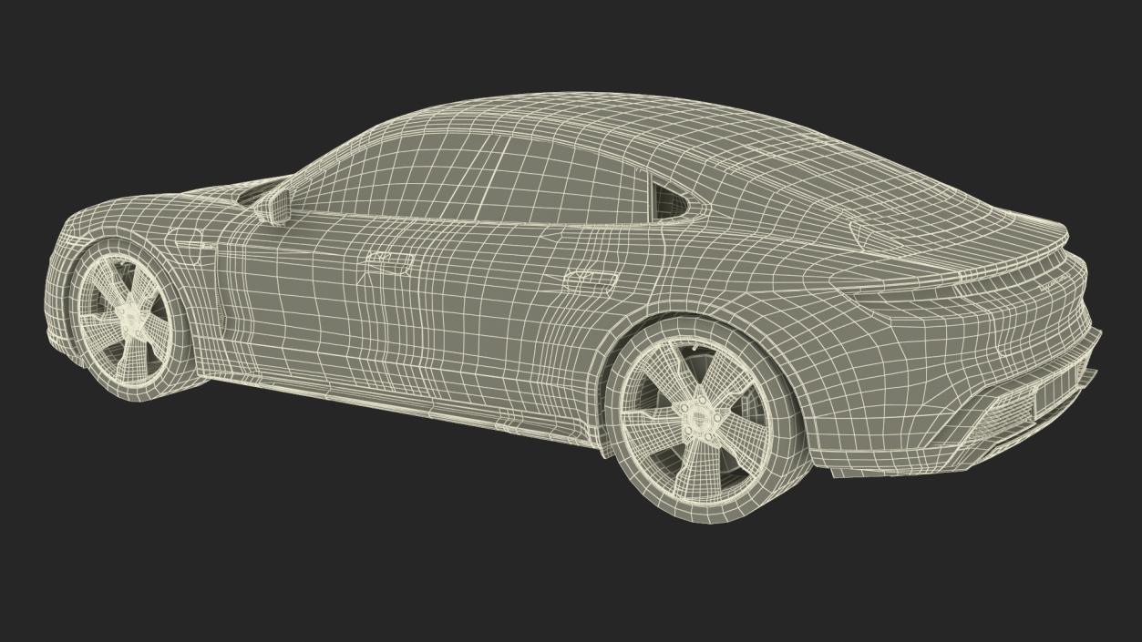 3D Porsche Taycan Turbo Sedan Simplified Kaemin Red model