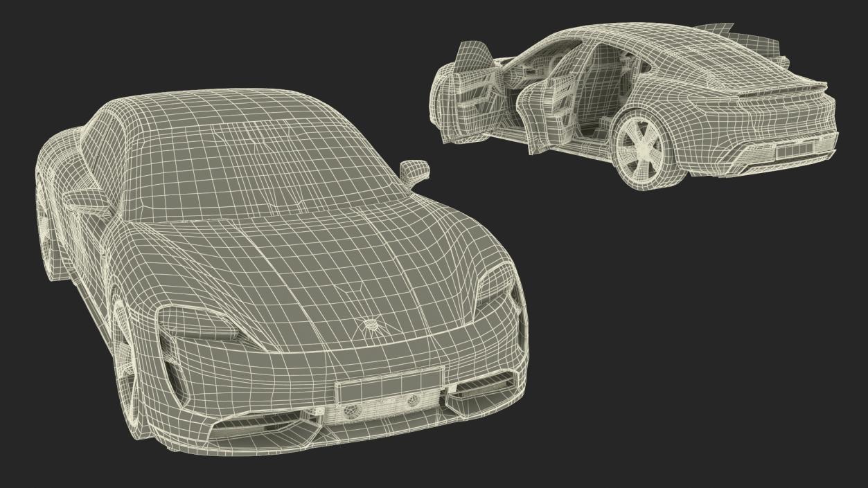 3D Porsche Taycan Turbo Sedan Simplified Kaemin Red model