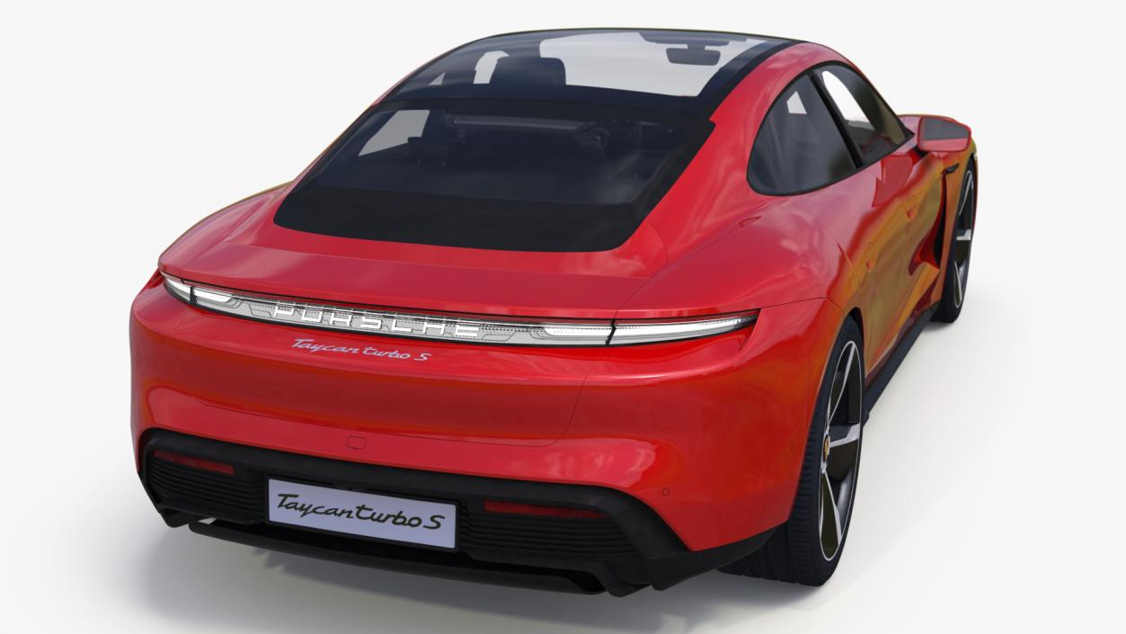 3D Porsche Taycan Turbo Sedan Simplified Kaemin Red model