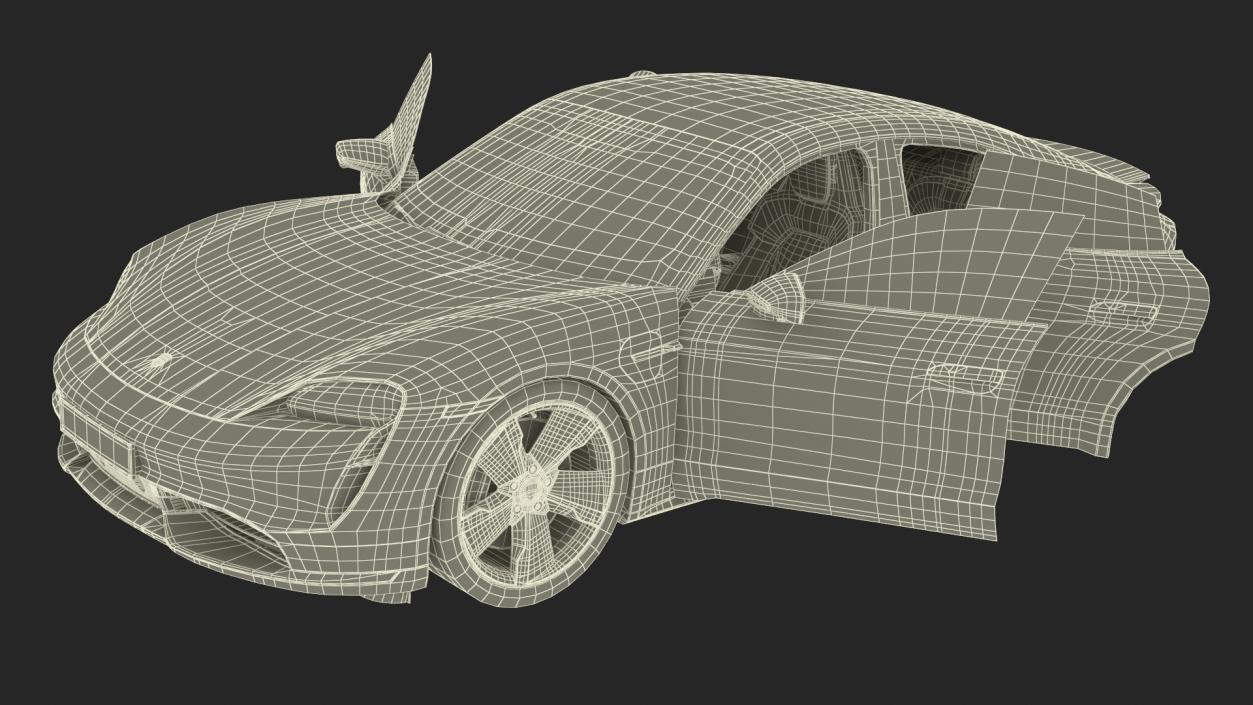 3D Porsche Taycan Turbo Sedan Simplified Kaemin Red model