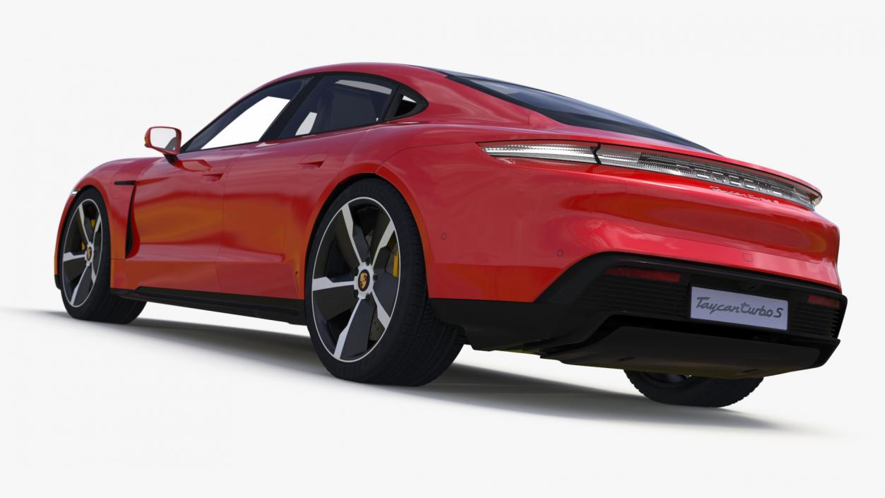 3D Porsche Taycan Turbo Sedan Simplified Kaemin Red model