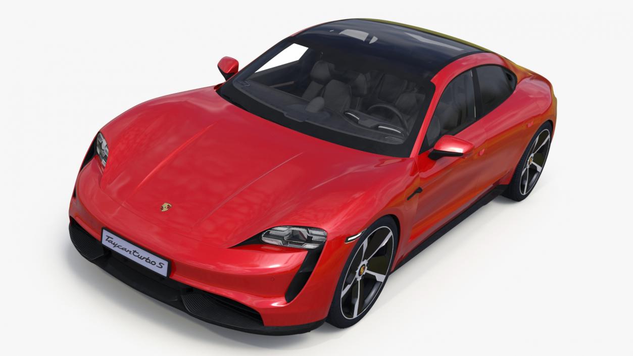 3D Porsche Taycan Turbo Sedan Simplified Kaemin Red model