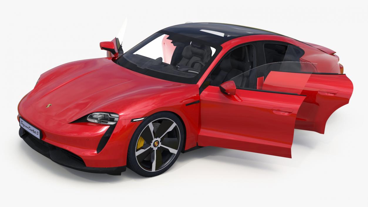 3D Porsche Taycan Turbo Sedan Simplified Kaemin Red model