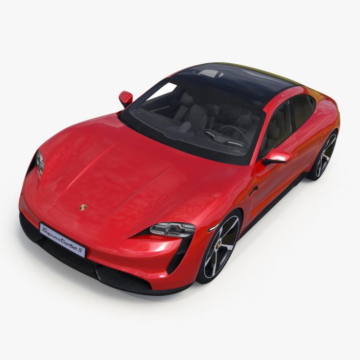 3D Porsche Taycan Turbo Sedan Simplified Kaemin Red model