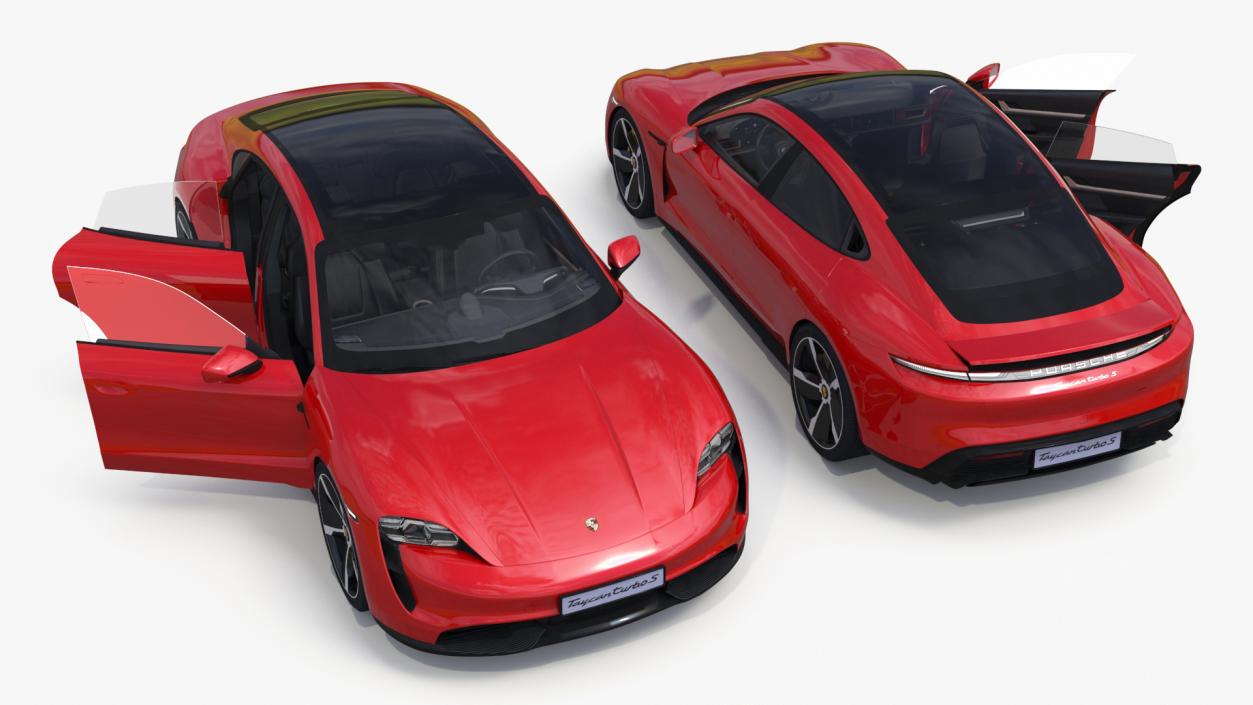 3D Porsche Taycan Turbo Sedan Simplified Kaemin Red model