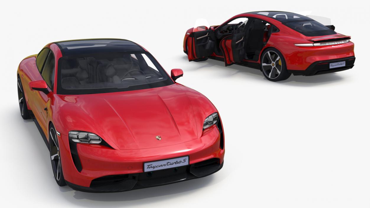 3D Porsche Taycan Turbo Sedan Simplified Kaemin Red model