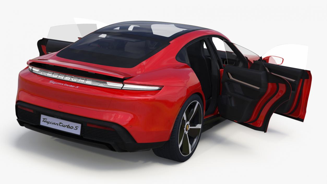 3D Porsche Taycan Turbo Sedan Simplified Kaemin Red model