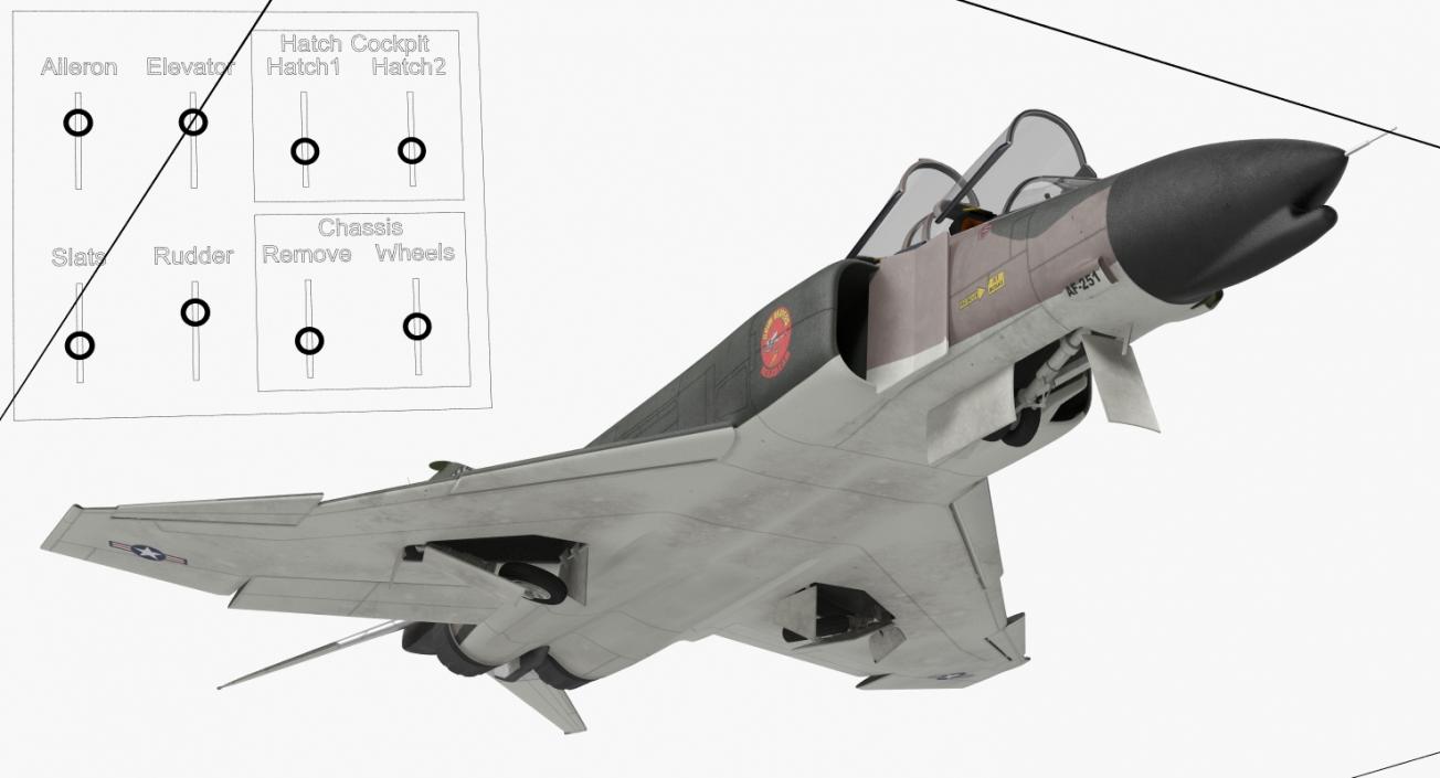 3D McDonnell Douglas F-4 Phantom II 2 Rigged