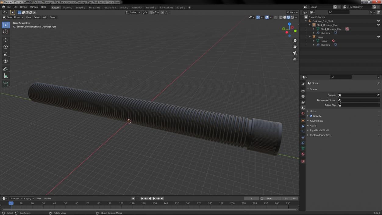 Drainage Pipe Black 3D model