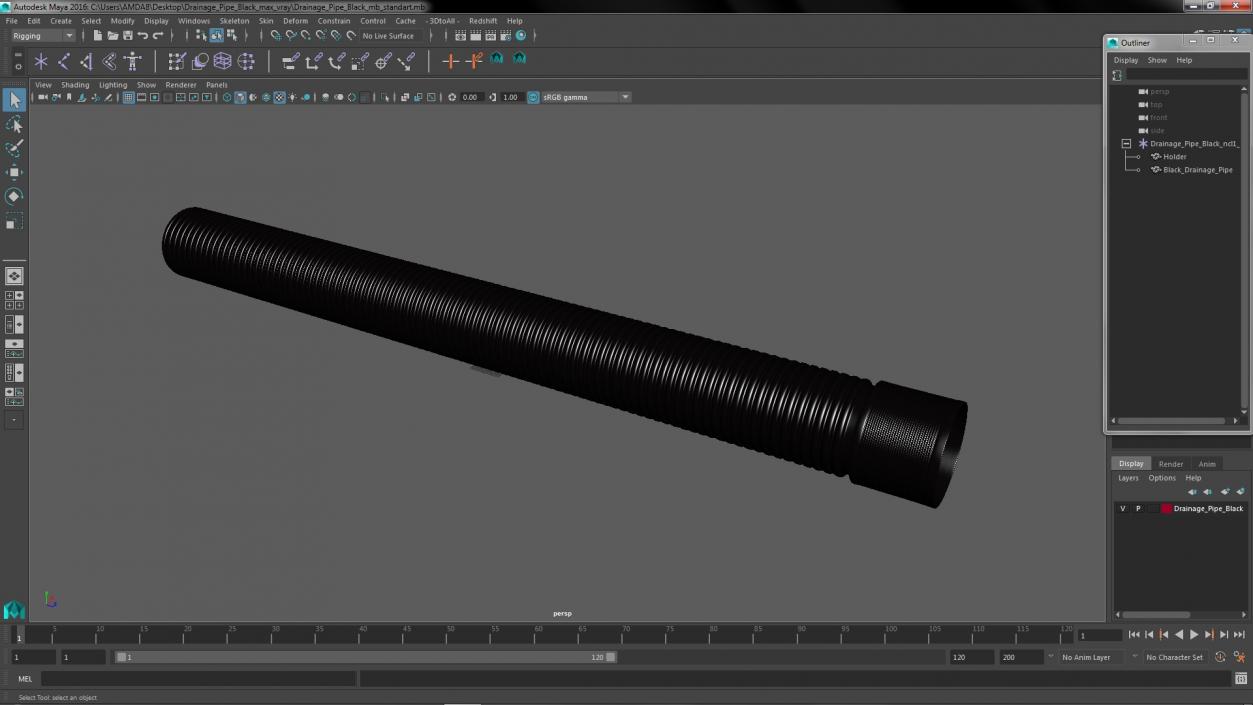 Drainage Pipe Black 3D model