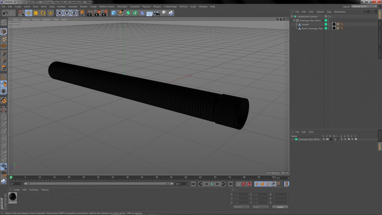 Drainage Pipe Black 3D model