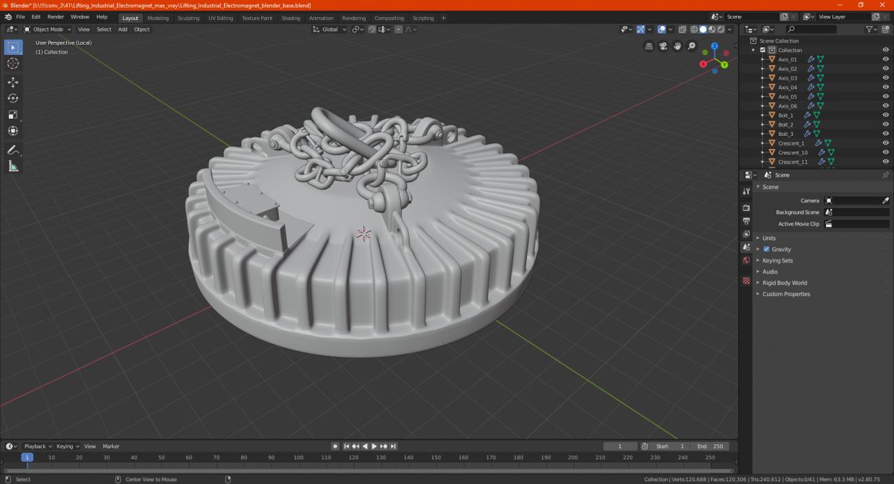 Lifting Industrial Electromagnet 3D