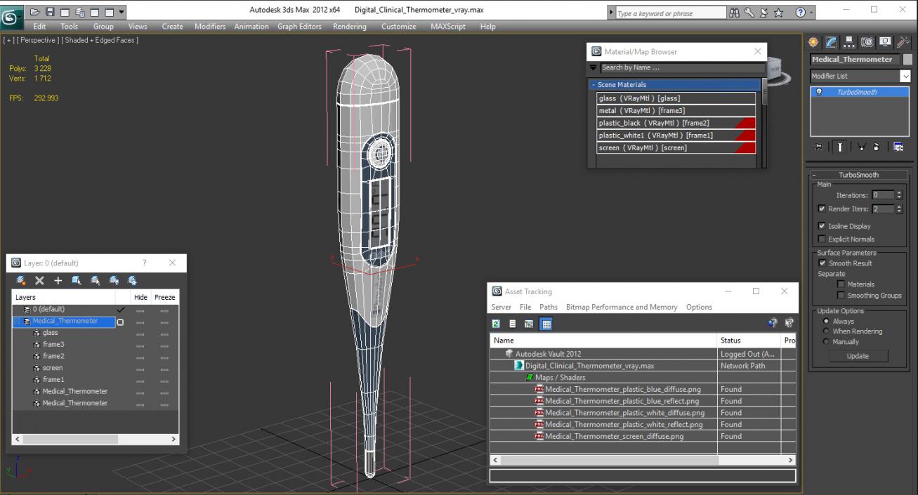 3D Digital Clinical Thermometer model