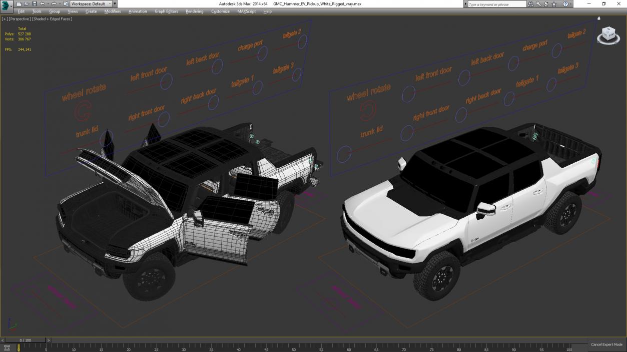 3D GMC Hummer EV Pickup White Rigged model