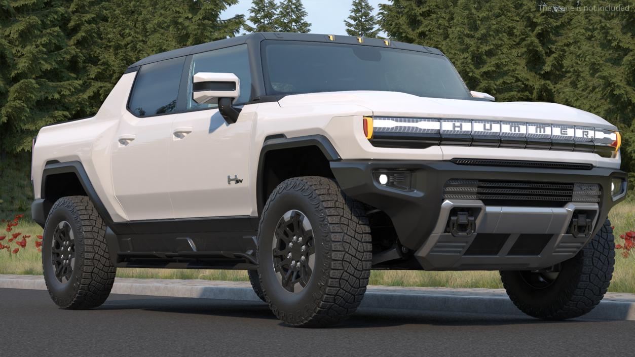 3D GMC Hummer EV Pickup White Rigged model