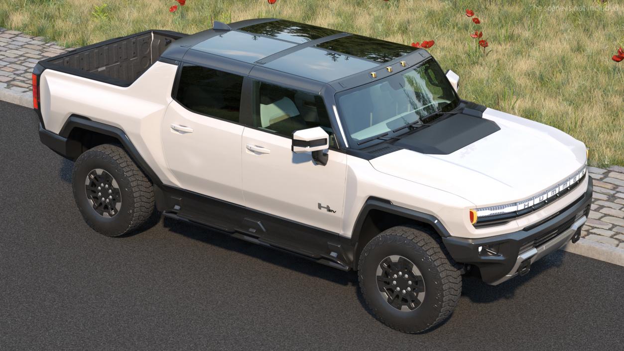 3D GMC Hummer EV Pickup White Rigged model