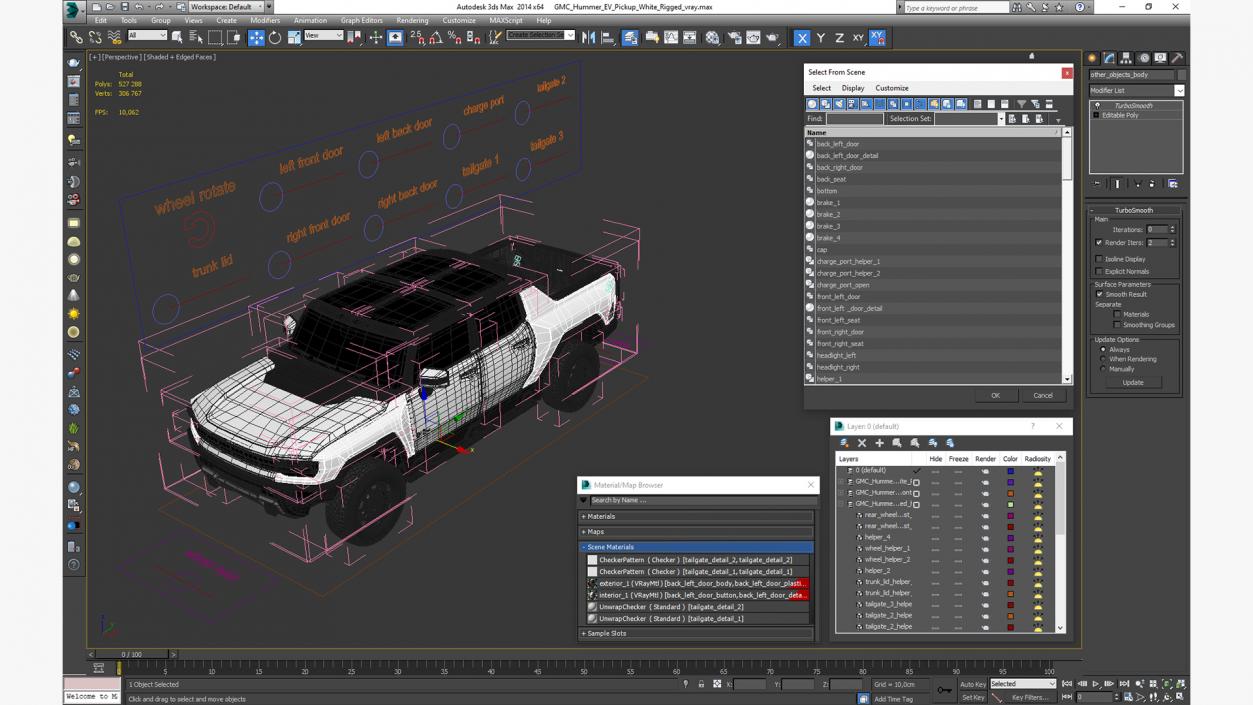 3D GMC Hummer EV Pickup White Rigged model