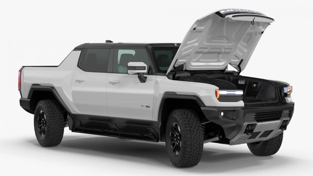 3D GMC Hummer EV Pickup White Rigged model