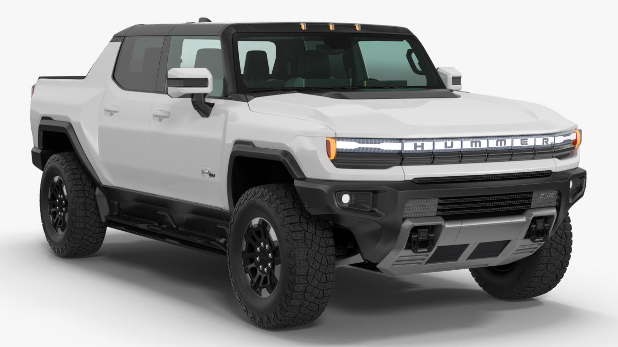 3D GMC Hummer EV Pickup White Rigged model