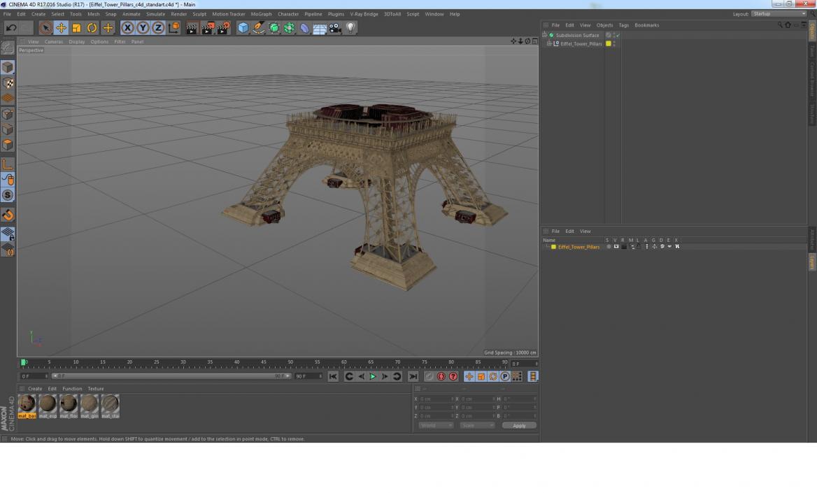 3D model Eiffel Tower Pillars