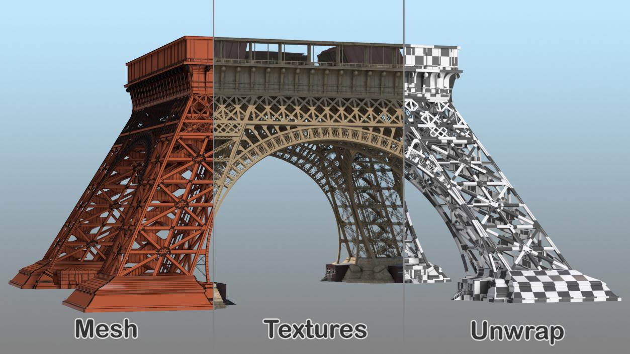 3D model Eiffel Tower Pillars