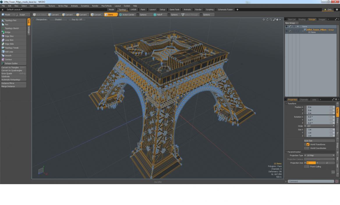 3D model Eiffel Tower Pillars