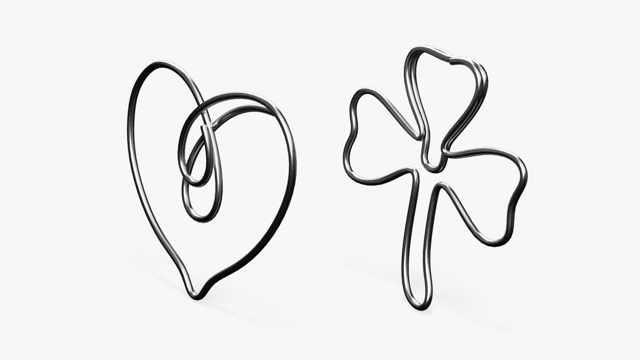 3D model Shaped Paper Clips Silver