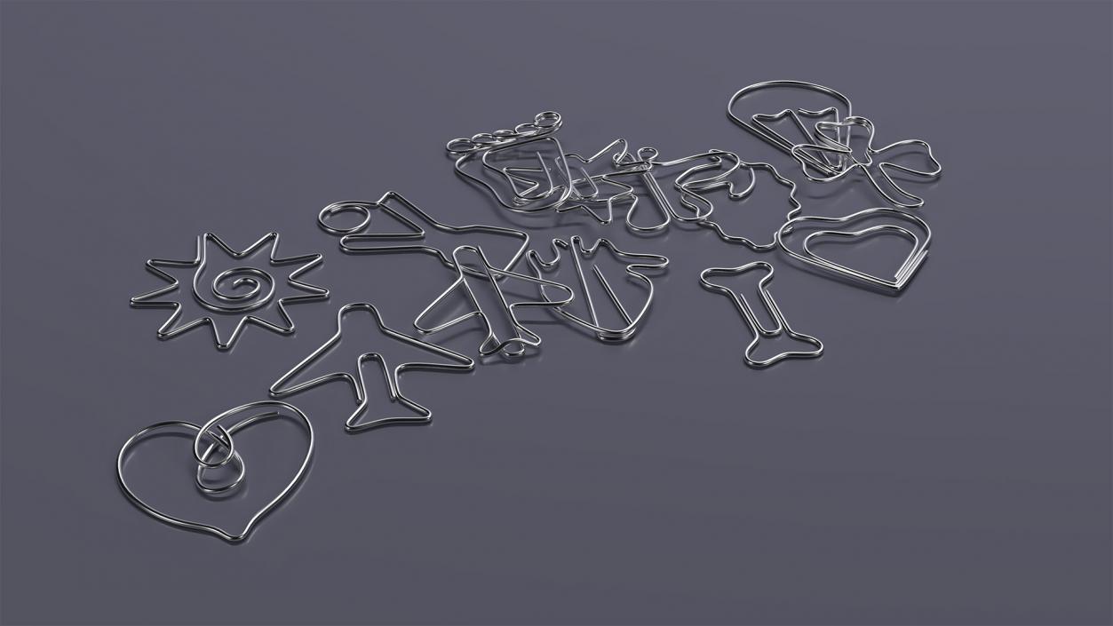 3D model Shaped Paper Clips Silver