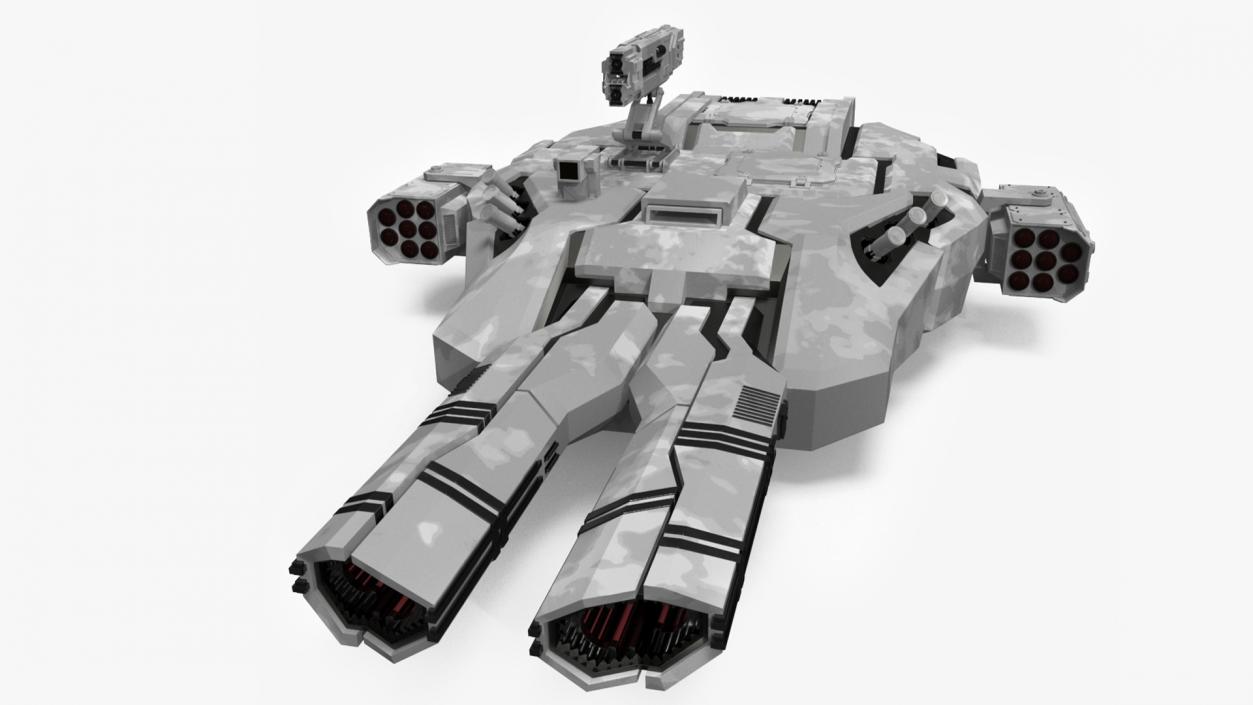 Sci Fi Heavy Turret Winter Khaki 3D