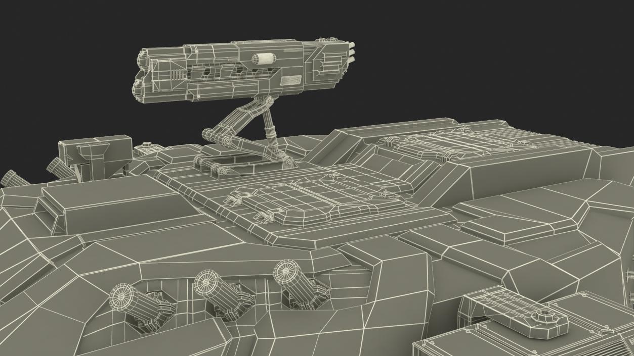 Sci Fi Heavy Turret Winter Khaki 3D