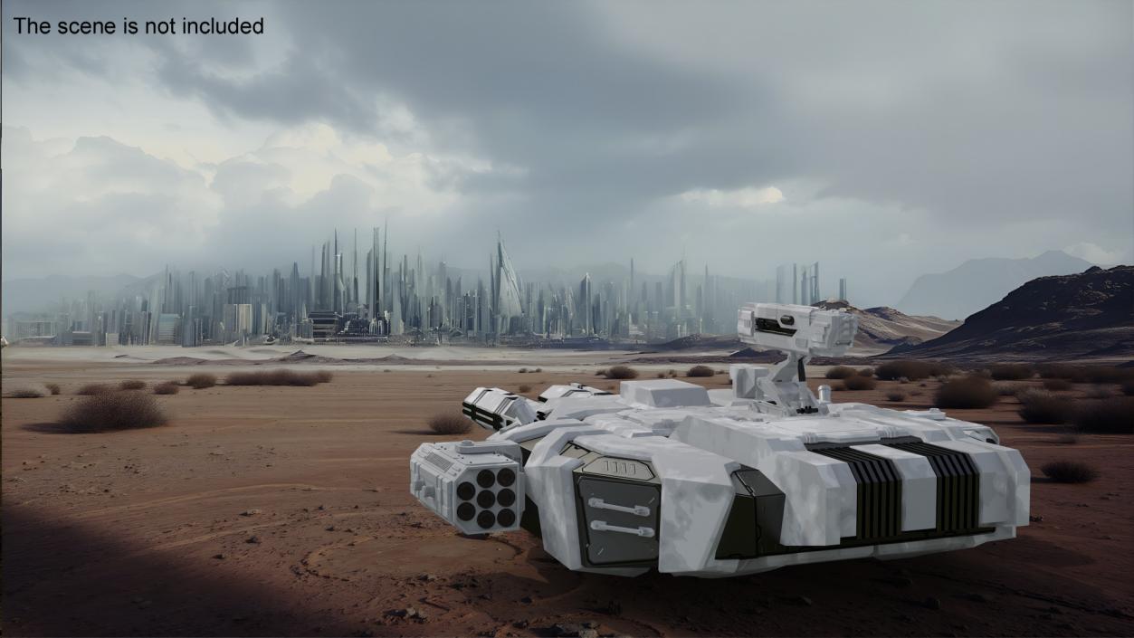 Sci Fi Heavy Turret Winter Khaki 3D