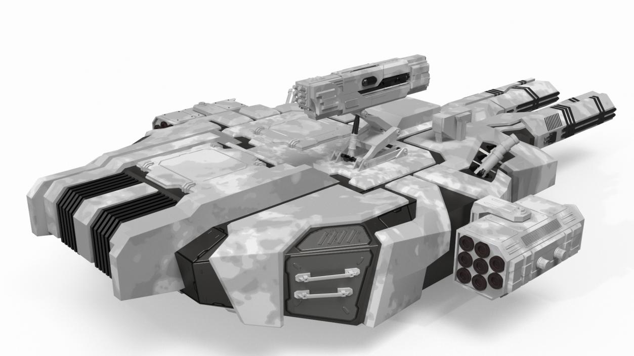 Sci Fi Heavy Turret Winter Khaki 3D