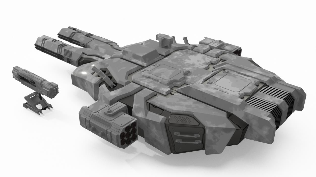 Sci Fi Heavy Turret Winter Khaki 3D