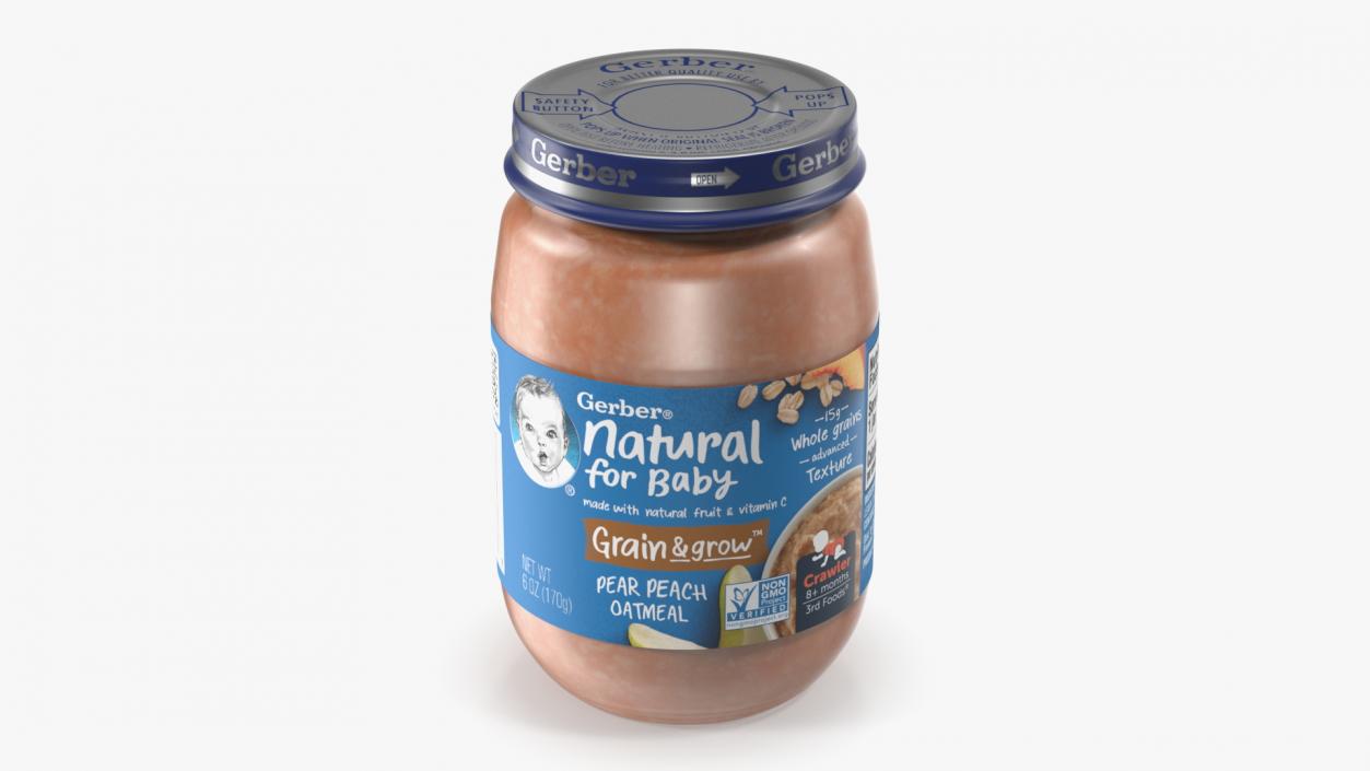 3D Organic Gerber Baby Food Jar Pear 170g model