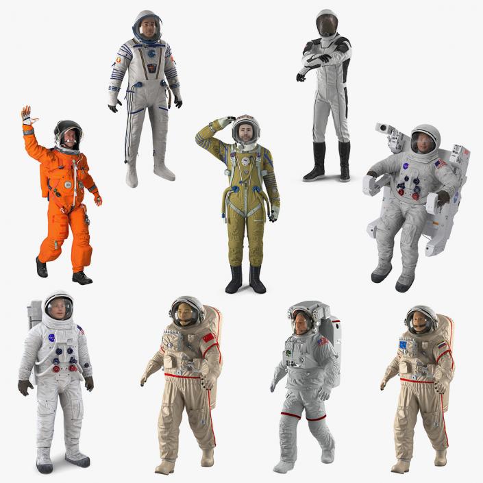 3D model Rigged Astronauts Collection 5