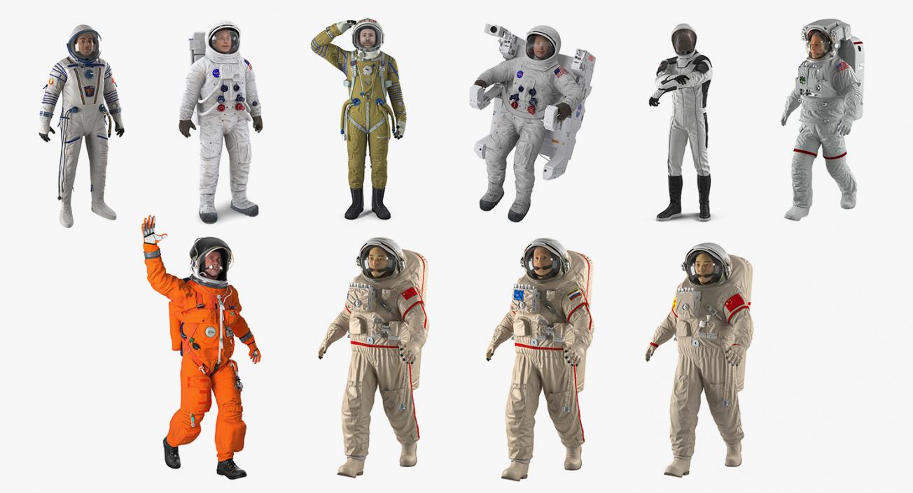 3D model Rigged Astronauts Collection 5