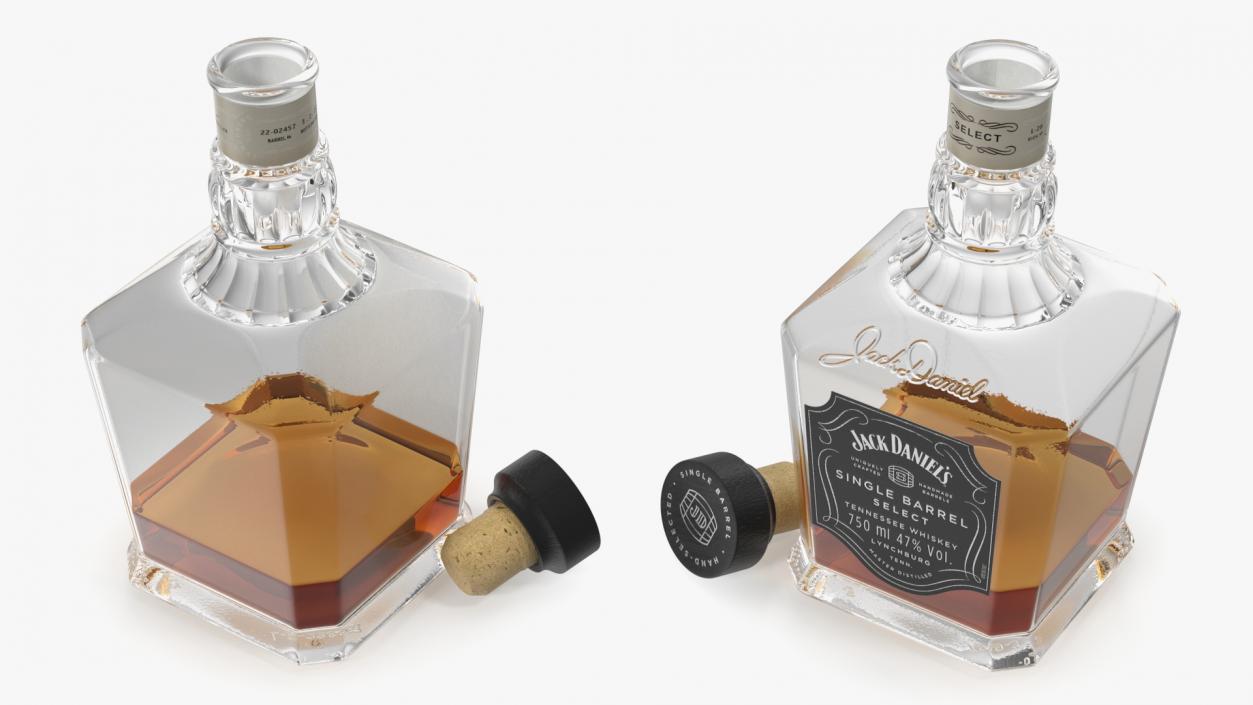 Open Bottle of Jack Daniels Dark 3D