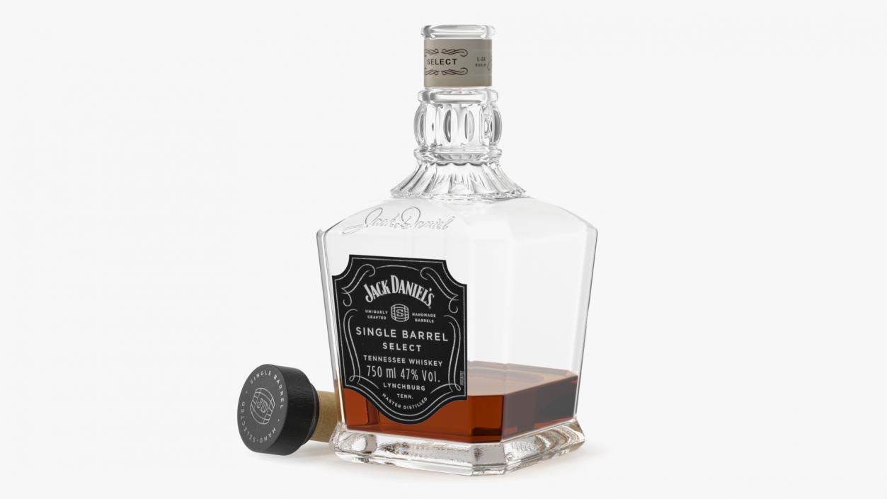 Open Bottle of Jack Daniels Dark 3D