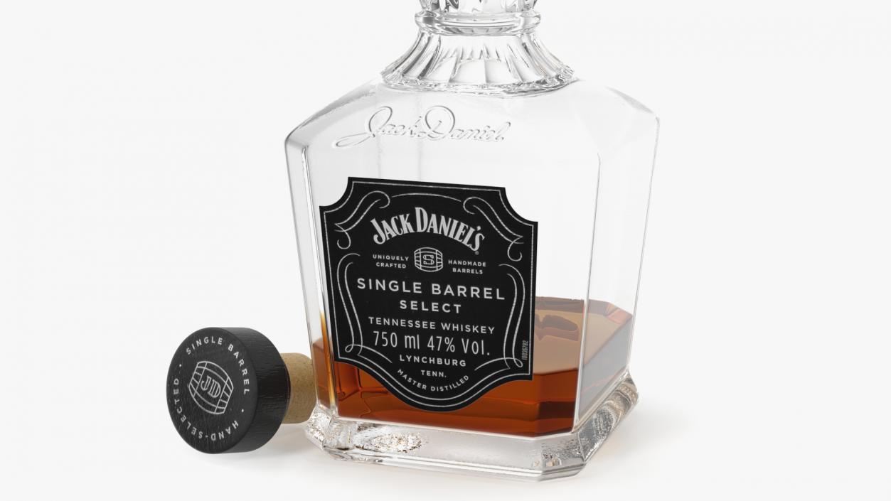 Open Bottle of Jack Daniels Dark 3D